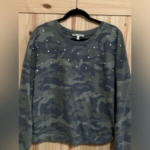 Express OneEleven Camo & Rhinestone Sweatshirt